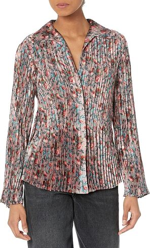 Vince Womens Berry Blooms Pleated Blouse in Saudi Arabia
