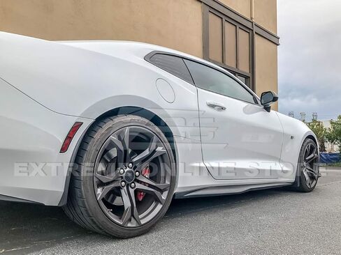 Replacement for 2016-Present Chevrolet Camaro All Models | GM Factory Extended Style ABS Plastic Texture Black Front Mud Flaps Splash Guard Pair in Saudi Arabia