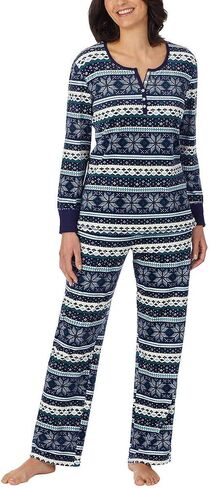 Nautica Womens 2 Piece Fleece Pajama Sleepwear Set (X-Small, Mixed Blue) in Saudi Arabia