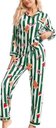 Pajamas for Women Set 2 Piece Lounge Sets Long Sleeve Button Down Loungewear Cute Polka Dots Sleepwear Soft Pj,Chest Pocket in Saudi Arabia