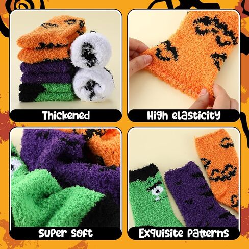 8 Pairs Halloween Fuzzy Socks for Women Girls Cozy Thick Fluffy Warm Socks Funny Halloween Gifts for Boo Spooky Basket Stuffers in Saudi Arabia