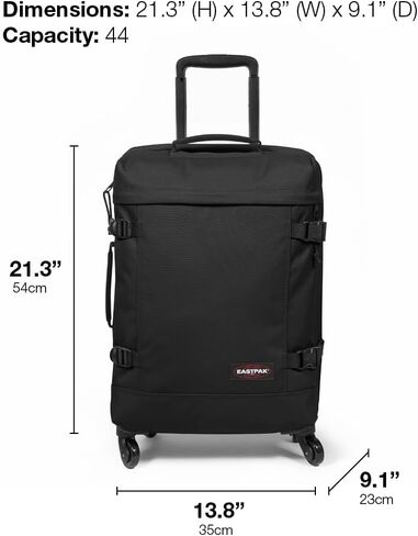 حقيبة EASTPAK Trans4 S - حقيبة سفر كبيرة بعجلات سعة 44 لترًا مع حجيرات مزدوجة، وقفل TSA، وعجلات دوارة 360 درجة، ومقبض منقوش بالألماس، باللون الأسود in Kuwait