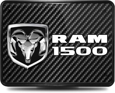 Compatible with - RAM 1500 UV Graphic Carbon Fiber Look Metal Face-Plate on ABS Plastic 2 Tow Hitch Cover in Saudi Arabia