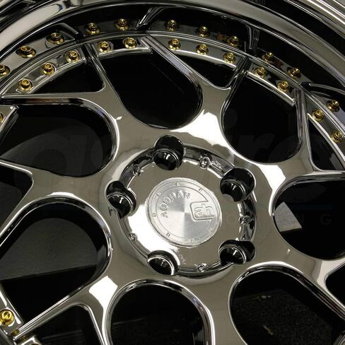 حافة عجلات AodHan DS-01 19x10.5 5x114.3 73.1CB +15 فراغ كروم مع مسامير ذهبية in Saudi Arabia