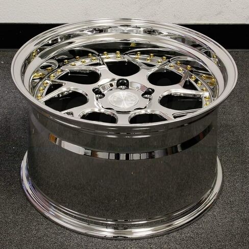 حافة عجلات AodHan DS-01 19x10.5 5x114.3 73.1CB +15 فراغ كروم مع مسامير ذهبية in Saudi Arabia