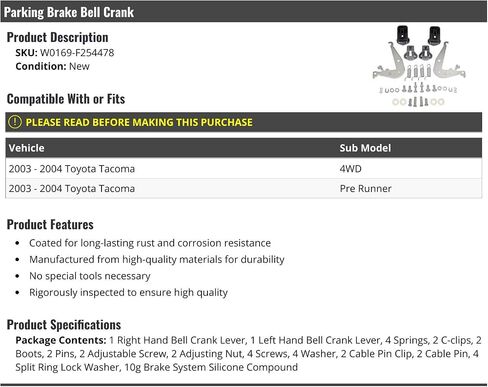 Parking Brake Bell Crank Kit - Compatible with 2003-2004 Toyota Tacoma in Saudi Arabia