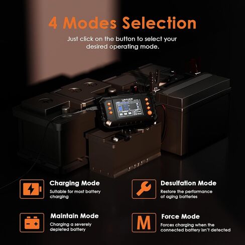 شاحن بطارية ذكي Wavlink ، شاحن بطارية 20-AMP ، مع شاحن بطارية مع شاشة LCD ، لبطاريات 6V/12V/24V للبطاريات/الليثيوم/LIFEPO4 ، وصياغة للبطارية ، و desulfurizer للسيارة ، والقوارب ، والدراجات النارية ، والدراجات النارية in Saudi Arabia