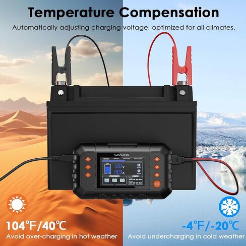 شاحن بطارية ذكي Wavlink ، شاحن بطارية 20-AMP ، مع شاحن بطارية مع شاشة LCD ، لبطاريات 6V/12V/24V للبطاريات/الليثيوم/LIFEPO4 ، وصياغة للبطارية ، و desulfurizer للسيارة ، والقوارب ، والدراجات النارية ، والدراجات النارية in Saudi Arabia