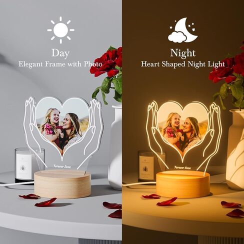 إطارات صور مخصصة من Bemaystar مع صور - هدايا شخصية مع إطار صورة، هدايا عيد ميلاد مخصصة للذكرى السنوية مع ضوء للنساء والرجال والأم والأب وصديقتها وزوجها in Kuwait