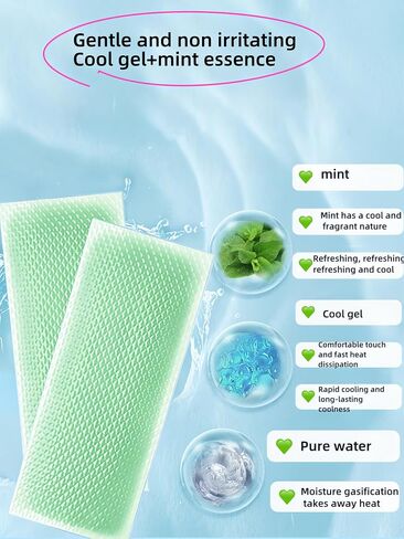 Cooling Gel Patches 20 Pack - 8 Hour Ice Cold Relief for Forehead, Neck & Body | Grape Mint Scented | Instant Temperature Drop for Sunburn, Workouts, | Hypoallergenic, Non-Irritating & Portable in Saudi Arabia
