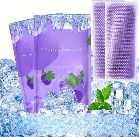 Cooling Gel Patches 20 Pack - 8 Hour Ice Cold Relief for Forehead, Neck & Body | Grape Mint Scented | Instant Temperature Drop for Sunburn, Workouts, | Hypoallergenic, Non-Irritating & Portable in Saudi Arabia