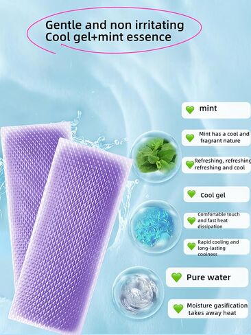 Cooling Gel Patches 20 Pack - 8 Hour Ice Cold Relief for Forehead, Neck & Body | Grape Mint Scented | Instant Temperature Drop for Sunburn, Workouts, | Hypoallergenic, Non-Irritating & Portable in Saudi Arabia