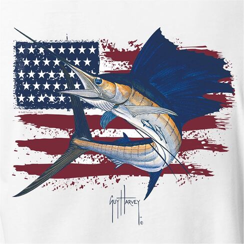 تي شيرت رجالي من Guy Harvey بأكمام قصيرة وخفيف الوزن من القطن بجيب برسومات الصيد in Saudi Arabia
