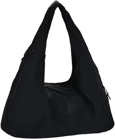 Large Slouchy Nylon Hobo Bag Women Crescent Shoulder Bag Vintage Tote Bag Casual Shopper Handbag for Gym Commute in Saudi Arabia
