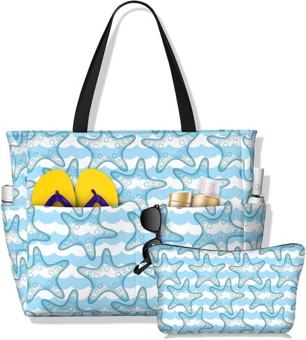 Waterproof Beach Tote Pool Bags for Women Ladies Extra Large Gym Tote Bag for Weekender Travel with Small Pouch in Saudi Arabia