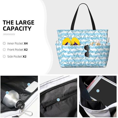Waterproof Beach Tote Pool Bags for Women Ladies Extra Large Gym Tote Bag for Weekender Travel with Small Pouch in Saudi Arabia