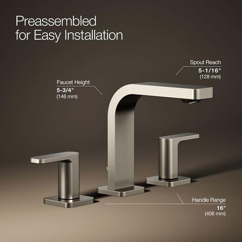 KOHLER 23484-4-2MB Parallel® Widespread 1.2 GPM صنبور حوض الحمام، نحاس حديث مصقول نابض بالحياة in Saudi Arabia