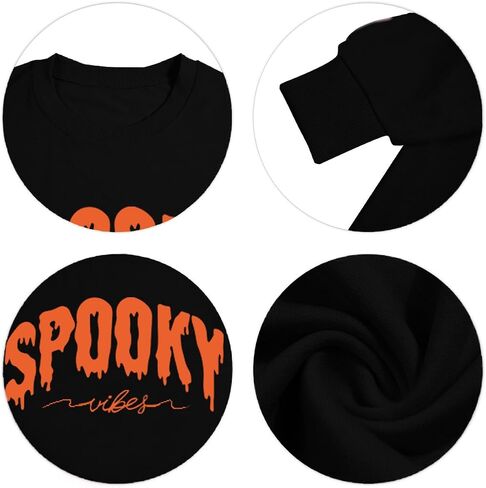 Halloween Sweatshirt for Women Oversized Spooky Season Sweaters Vintage Spooky Long Sleeve Shirt Fall Pullover Tops in Saudi Arabia