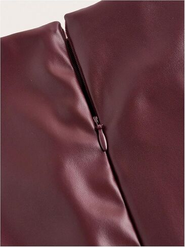 فستان WDIRARA نسائي من جلد البولي يوريثان مكشكش بدون أكمام بفتحة ضيقة متوسط ​​الطول in Kuwait