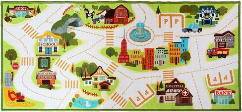 Kids City Play Rug, Educational Town Map Design with Buildings and Roads, Interactive Learning Mat,Classroom Rug in Saudi Arabia