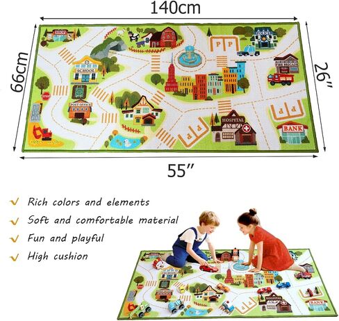 Kids City Play Rug, Educational Town Map Design with Buildings and Roads, Interactive Learning Mat,Classroom Rug in Saudi Arabia
