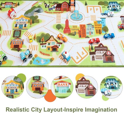 Kids City Play Rug, Educational Town Map Design with Buildings and Roads, Interactive Learning Mat,Classroom Rug in Saudi Arabia