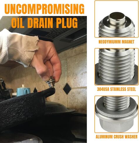 Oil Drain Plug M14 x 1.5MM Stainless Steel Magnetic Engine With High-Temperature Neodymium Magnet And Washer Fits Acura, Audi, Chevrolet, Chrysler, Dodge, Ford, Honda, Hyundai, Jeep, Kia in Kuwait