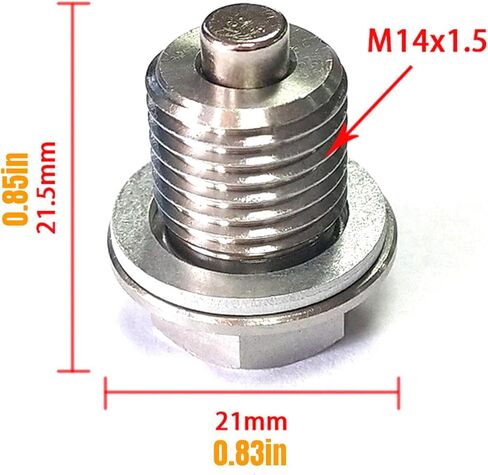 Oil Drain Plug M14 x 1.5MM Stainless Steel Magnetic Engine With High-Temperature Neodymium Magnet And Washer Fits Acura, Audi, Chevrolet, Chrysler, Dodge, Ford, Honda, Hyundai, Jeep, Kia in Kuwait
