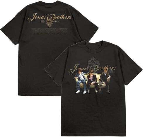 تي شيرت JONAS BROTHERS الرسمي باللونين الأسود والذهبي in Saudi Arabia