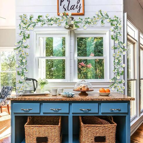 Silk Flower Garland Artificial Sunflower Garland Fake Hanging Vines with Daisy Flowers for Wall Home Party Wedding Indoor Outdoor Spring Decor in Kuwait