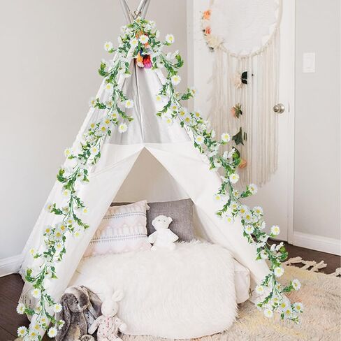 Silk Flower Garland Artificial Sunflower Garland Fake Hanging Vines with Daisy Flowers for Wall Home Party Wedding Indoor Outdoor Spring Decor in Kuwait