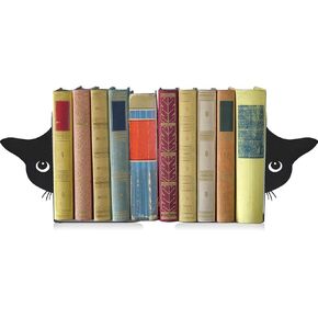 نهايات كتب معدنية لطيفة على شكل قطة سوداء - نهايات كتاب بتصميم قطة إبداعية لرف الكتب في المكتب المنزلي، هدية مثالية لمحبي القطط (أسود، نصف وجه) in Kuwait