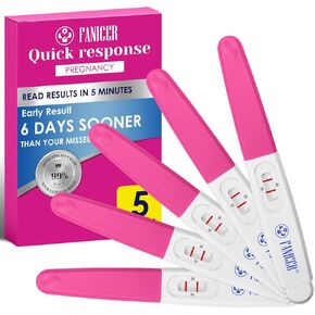 5 اختبارات حمل للكشف المبكر، مجموعة أدوات اختبار الحمل، كشف مبكر دقيق لـ HCG للنساء، سريع وسهل الاستخدام، اختبارات حمل سهلة في المنزل، معبأة بشكل فردي (أحمر وردي) in Kuwait