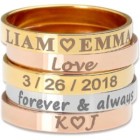 MignonandMignon Personalized Engraved Rings for Women Friendship Matching Rings Custom Coordinate Stacking Best Friend Memorial - R4 in Saudi Arabia