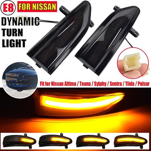 ضوء إشارة الانعطاف الديناميكي LED متوافق مع Nissan Altima Teana L33 2013-2018 Sylphy Sentra B17 Tiida Pulsar مرآة الرؤية الخلفية الجانبية حزمة ضوء وامضة متدفقة لـ 2 in Saudi Arabia