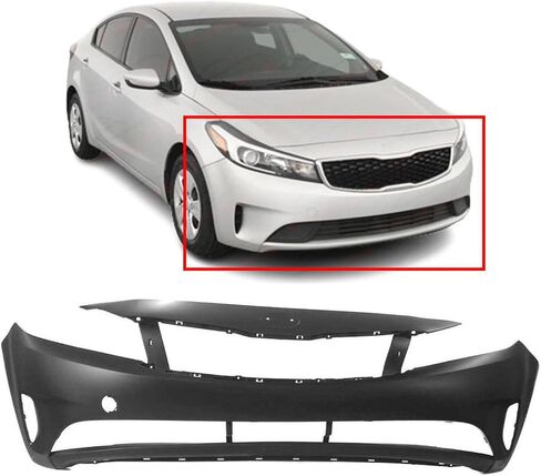 FitParts Compatible with Front Bumper Cover Fascia 2017-2018 Kia Forte EX L LX S SX Sedan 17-18. New Primed Without Sensor Holes, With Fog Light Holes. KI1000187 86511B0000 in Saudi Arabia