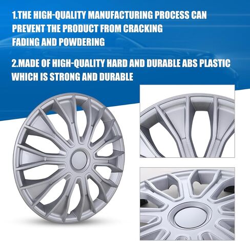 غطاء حافة العجلة العالمي مقاس 15 بوصة من WOLFSTORM، أغطية إطارات من طلاء Premiu Lacquer Snap On Car Truck SUV Hubcaps للسيارات العالمية (4 عبوات) in Saudi Arabia