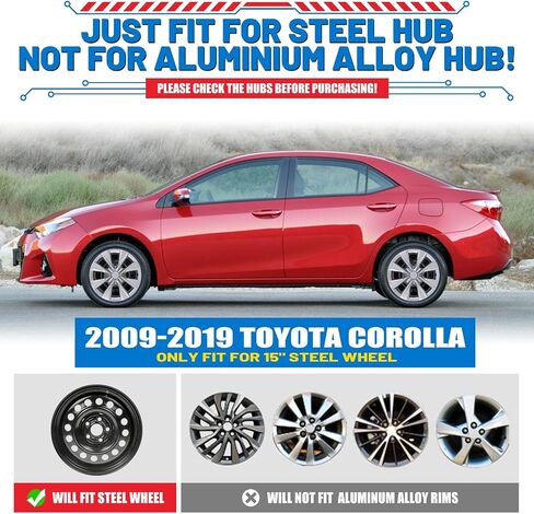 أغطية إطارات AUTOWIKI مقاس 15 بوصة لسيارة Toyota Corolla 2009-2019 حزمة فولاذية مكونة من 4 قطع من واقي الحواف الخارجي من مادة PP طلاء أغطية إطارات مقاس 15 بوصة، 42602-02350 in Kuwait