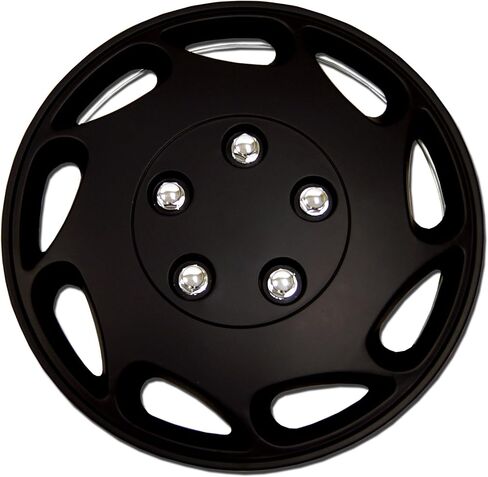 Tuningpros WC-15-807-B - حزمة من 4 أغطية محورية - أغطية عجلات من النوع الأسود غير اللامع مقاس 15 بوصة (منبثقة) in Saudi Arabia