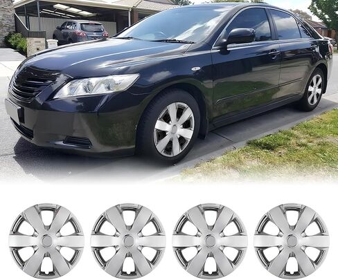 مجموعة أغطية إطارات WolfX مقاس 16 بوصة مكونة من 4 أغطية حافة عجلة لسيارة Toyota Camry [بما في ذلك الهجين] 2007-2011 (تناسب فقط المحور الفولاذي) استبدال غطاء محور حافة العجلة من مادة ABS+PC، (5091G، أسود غير لامع) in Kuwait