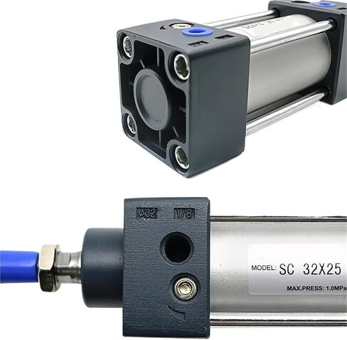 1pcs Standard Air Pneumatic Cylinders SC 32/40/50/63mm Bore Double Acting 50/75/100/125/150/175/200/250/300/350/400/500/1000mm(Stroke 300mm,SC32 (Bore 32mm)) in Saudi Arabia