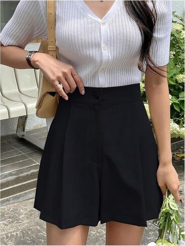 SweatyRocks Women's Wide Leg Shorts Pleated High Waisted Loose Casual Shorts in Saudi Arabia