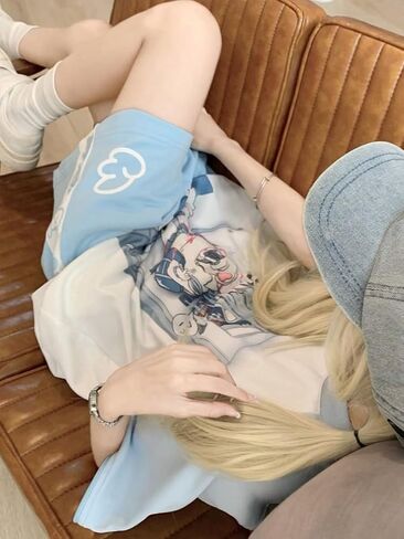 Womens Y2K Kawaii Graphic Elastic Shorts Drawstring Harajuku Cute Casual Summer Mini Beach Bottoms in Kuwait