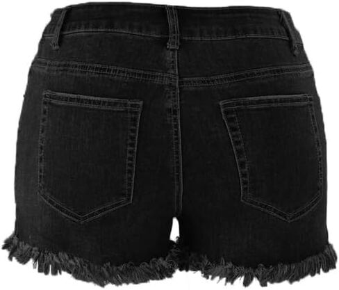 Women's High Waisted Distressed Denim Shorts, Raw Hem in Saudi Arabia