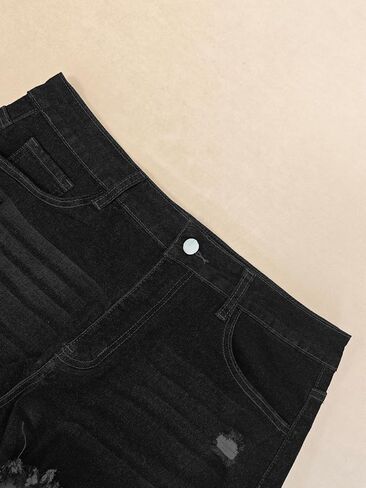 Women's High Waisted Distressed Denim Shorts, Raw Hem in Saudi Arabia