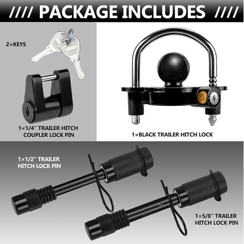 Cenipar Trailer Hitch Lock Set includes Yellow Trailer Locks Ball Hitch, 1/2 Inch and 5/8 Inch Receiver Hitch Pin Lock, 1/4 Inch Golden Trailer Hitch Lock Coupler Locking Pin, Share The Same 2 Keys in Kuwait
