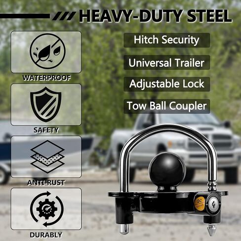 Cenipar Trailer Hitch Lock Set includes Yellow Trailer Locks Ball Hitch, 1/2 Inch and 5/8 Inch Receiver Hitch Pin Lock, 1/4 Inch Golden Trailer Hitch Lock Coupler Locking Pin, Share The Same 2 Keys in Kuwait