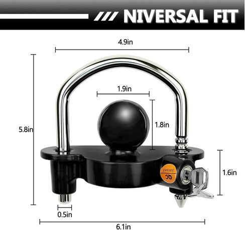 Cenipar Trailer Hitch Lock Set includes Yellow Trailer Locks Ball Hitch, 1/2 Inch and 5/8 Inch Receiver Hitch Pin Lock, 1/4 Inch Golden Trailer Hitch Lock Coupler Locking Pin, Share The Same 2 Keys in Kuwait