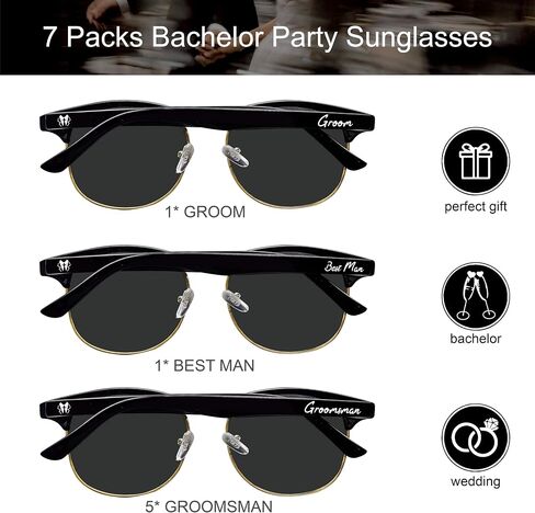 PartyGifts&beyond 7 Pcs Groomsmen Sunglasses, Bachelor Party Favors, Groomsmen Proposal Gifts For Team Groom,Groom Squad in Saudi Arabia