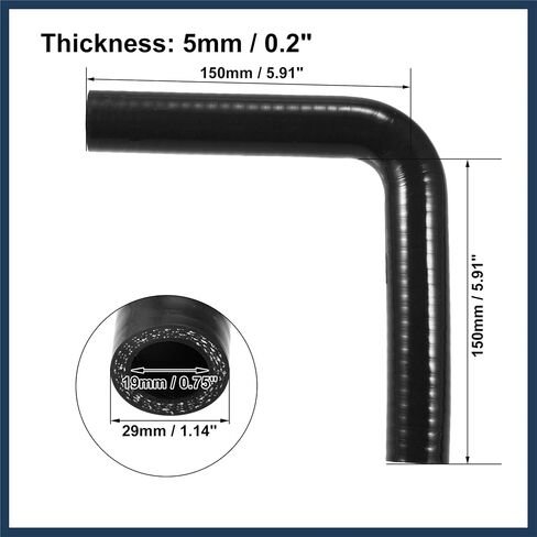 19mm 0.75" ID 90 Degree Elbow Silicone Reducer Hose Pipe Bend Turbo Water Intercooler Black Stylish Design in Saudi Arabia